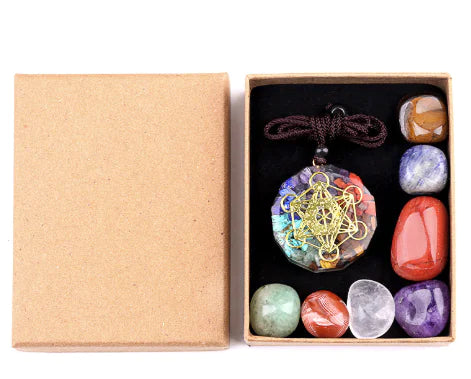 7 Chakra Awakening Set with Natural Yoga Stones (One Set)