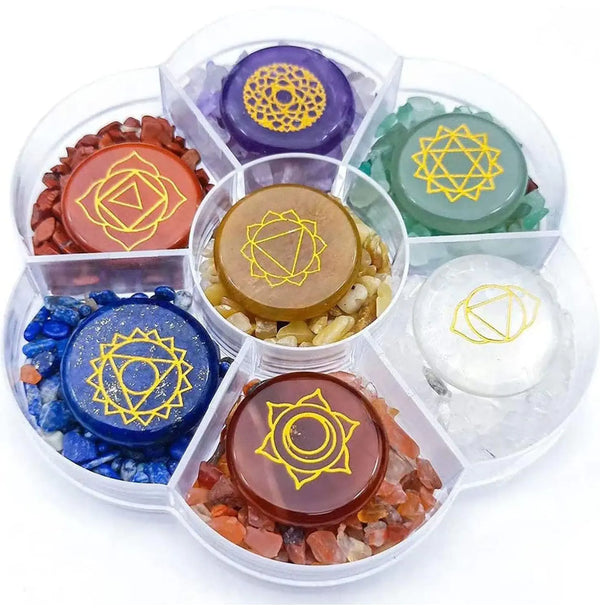 Natural 7 Chakra Stone Gift Set (Polished & Engraved)
