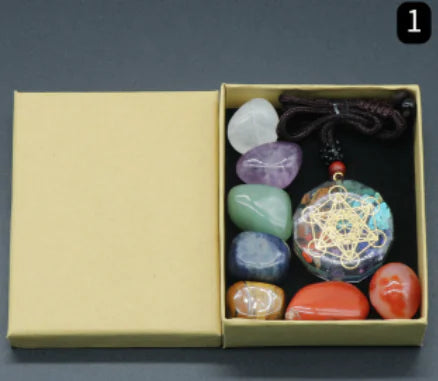 7 Chakra Awakening Set with Natural Yoga Stones (One Set)