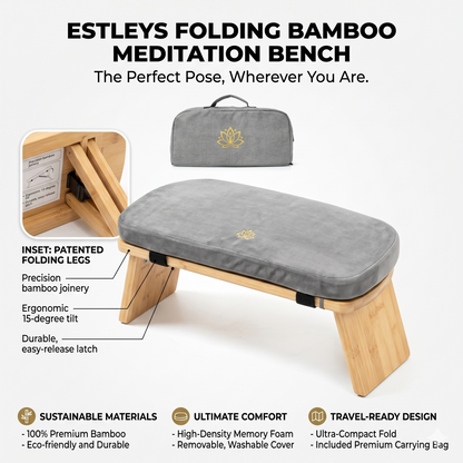 Estleys Folding Bamboo Meditation Bench with Carrying Bag