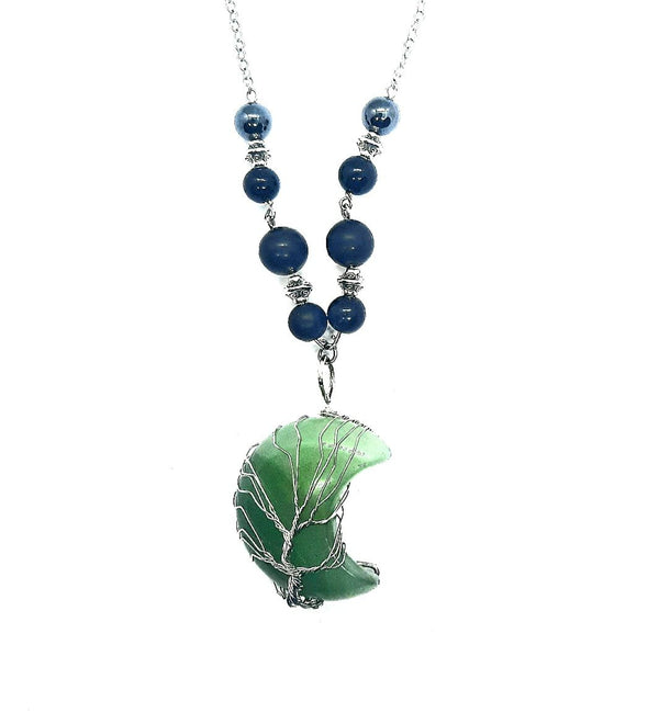 EMF Protection Crescent Moon Necklace Shungite & Black Tourmaline Shield
