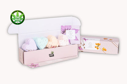 Set of 5 Heart Shaped Shower Steamers with CBD - in a Gift Box